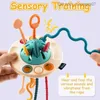 Trek speelgoed baby Montessori String Development Sensory Toys UFO Food Grade Siliconen Pull Activity Travel Speeltjes Bodemtanden Speelgoed Z230814