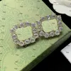 Com Brincos de Cristal de Caixas de Luxo de Luxo de Luxo Lúcuras de Moda Cartas de Moda Pondle Studs Jóias de Brincos da Festa na moda