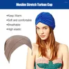 スカーフ女性ターバンキャップカジュアル伸縮性ヘッドスカーフダストプルーフ滑らかな綿女性イスラム教徒の帽子ビーチホリデーツールカーキ