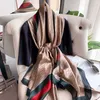 2024 NY CASHMERE SCARF Simulerad Silk Autumn Printed Plain Collar Women's East Gate Korean Edition Seasonal Universal Long