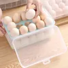 Storage Bottles Egg Box 15 Grid Stackable Container Portable Plastic Tray With Lid For Refrigerator Kitchen Gadgets