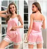 Женская одежда для сна 2023 Women Pajamas Сексуальные кружевные атласные атласные ночные вершины V-образные топы