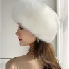 Beanie/Skull Caps Winter Hat For Women Luxury Faux Fox Fur Hat Bonnets Beanie Solid Color Fluffy Russian Cap 2022 Fashion Warmer Earmuffs Cap