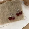 Stud Earrings Korean Version Of Cherries For Women Simple Cute Leaf Berry Small Fresh Fashion Jewelry Accessories Gifts