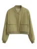 Vestes pour femmes Traf Femmes Bomber Jacket Zatr Cropped Spring Casual Short Female Button Coat Streetwears 230811