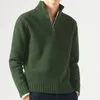 Herrtröjor Vintermens kashmir Zipper BASIC TREATER Herrfleece tjockare tröja halv dragkedja Turtleneck varm pullover manlig smal yttre slitage 230811