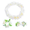 Decorative Flowers 4 Pcs Lei Hawaiian Garland Artificial Flower Headpiece White Floral Wreath