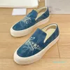 Casual Women Designer Sneakers Lofer Fashion Thick Bottom Denim Blue Canvas Washed Embroidered Letters
