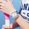 Reloj deportivo de cuarzo resistente al agua con esfera cuadrada irregular y diseño deportivo para hombre y mujer de 40 mm