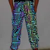 Men's Pants Holographic Men Reflective Geometric "Circuit Pattern" Colorful Hip Hop Casual Jogging Sweatpants
