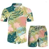 Parcours masculin Summer Men Setwear Streetwear Léopard Ampel Tablers à manches courtes Shorts de plage Hawaiian costumes 2 pièces Incerun 3X