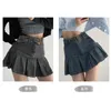 Faldas American Spice Girl Y2K Summer Falda corta de mezclilla High Wisting Skirt Plised Denim Negro Sexy Jean Skirt For Women 230811