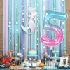 Decoration Starry Sky Number Foil Balloons Gradient Digital Balloon Kids Mermaid Birthday Decoration Ball