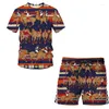 Men's Tracksuits 2023 Men Summer 3D Pattern Print Round Neck Short Sleeve Shirt Casual Trend Shorts Polyester Material Oversized Fashion Set