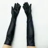 Fingerless Gloves Adult Long Patent Leather Coated Pole Dance Performance Gloves Halloween Costume Accessories Tight Gloves 230811