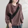 Kadınların hoodies% 96 pamuk kazakları kadınlar rahat gevşek patchwork sweatshirt bahar sonbahar tasarımı moda kazak estetik üst y2k