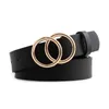 Belts Double Ring Circle Button Belt Leisure Jeans Fashion Dress Women Leather Belt Simple Solid Girls Adjustable Waistband 2022