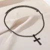Pendant Necklaces 2023 Fashion Christian Jesus Black Zircon Stainless Steel Cross Necklace For Men And Women Jewelry Gifts
