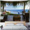 Tapestries Customizable Balcony Landscape Waterfall Tapestry Wall Hanging Sea and Sky Beautiful Room Art Fabric Large Background Wall R230811