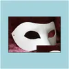 Party Masks White Half Face Mask Halloween Blank Paper Zorro Diy Hiphop Handpanted Street Dancing 10st/Lot Drop Delivery Home Gard DHCPD