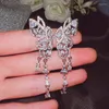 Dangle Earrings Korean Style Ladies Butterfly Drop Inlay Shine Small Zircon Exquisite Tassel