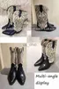 Botas moda feminina confortável botas de costura vintage grossa salto de bloqueio intermediário Boots Western Boots elegante de ponta pontiaguda