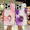 Gradient Marble Plating Ring Holder Case For iphone 15 14 13 12 Samsung Galaxy S23 S22 Ultra Plus A54 A34 A14 A24 A53 A13 5G 4G Electroplated Marble Soft Cover