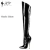 18 cm Super High Talon Chaussures sexy Slim talon pointu sm allongé sur les bottes du genou Lacet Up Boots 46 Large 230811