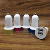 Dual USB Ports Metal Car Charger Colorful Micro USB Car Plug -adapter för iPhone för Android -telefon ZZ