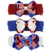 baby girl hairband on American independence day flag stars printed toddler bow hairpinZZ