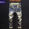 Mäns jeans 2023 Spring/Summer New Men's Fashion Trend Breaks Vintage Elastic Calf Men's Casual Slim Fit bekväm jeans av hög kvalitet Z230814