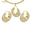 Necklace Earrings Set SUNNESA Luxury 18k Gold Plated Dubai Jewelry For Women Fashion Big Pendant African Hoop Daily Wear