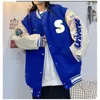 Męskie kurtki Klein Blue Baseball Jacket Men unisex vintage patchwork Spring Ins Hip Hop American Jersey para swobodna płaszcz 230810