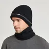 Berets Winter Mützen Snood Sets Stricker Wollkappe Unisex lässig im Freien winddichte weiche Schalhut Männer Balaclava für Frauen