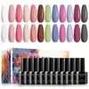 12-Color Gel Nail Polish Starter Kit: Perfect Christmas Gift for Women - Includes Base Top Coat, Pink, White, Brown & More!