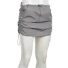 Joupes vintage à cordon de crampon de taille basse jupe de cargaison gris chic élégant mini jupes droites dames streetwear mode de mode 230811