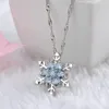 Hänge halsband charm vintage lady blue crystal snöflinga zirkonblomma silverhängen smycken jul för kvinnor