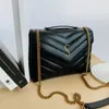 spiegelkwaliteit LOULOU schooltas bakken ketting clutch tas Echt leer Klassieke klep Luxe heren Cross body Dames handtassen envelop Designer Messenger schoudertassen