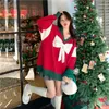 سترات نسائية BigGorange Christmas حلوة طوق بولو بارد مبطنة نساء الخريف والنسخة الكورية الشتوية التصميم الأحمر بأكمام طويلة