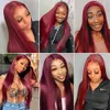 Red Burgundy HD Lace Front Human Hair Wigs Pre Plucked Glueless 99j Colored 13x4 Straight HD Full Lace Frontal Wigs Human Hair