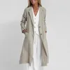 Damski okopa płaszcza biuro damskie szczupły płaszcz mody mody Casual Cotton Linen Long Suit Blazer Elegancka Nothed Collar Pocket