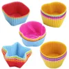 Moulds New Silicone Mold Cupcake Cake Muffin Baking Bakeware Non Stick Heat Resistant Reusable Heart CupCakes Molds DIY Pudding Colorful i0811