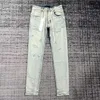 Mens Purple Jeans Designer Pantalon long empilé Ksubi Ripped High Street Brand Patch Hole Denim Straight Fashion Streetwear Silm 441