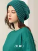 Mütze/Schädelkappen gestrickt Hut Frau Winter warmer Hut Männer Schädel Hut Lose Big Head Solid Color Casual Beanie Hut Outdoor