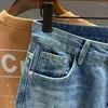 Jeans da uomo hip hop uomini sfilacciati slim moctili streetwear blu caviglia di jeans pantaloni maschile di moda casual retrò