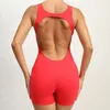 Active Set Sporty Jumpsuit Women Gym Yoga Clothing Lycra Activewear Womens Outfits Short Fitness Overalls Backless Sport Set Red Grey