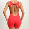 Aktywne zestawy sportowe kombinezony kobiety gimnastyczne joga odzież Lycra Activewear Womens Dams Fits Krótkie fitness kombinezon sport bez pleców Red Grey