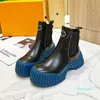 Rozmiar 35-40 Luksusowe designerskie Ruby Flat Boot Monogramy damskie niskie kostki poślizg na płaskiej platformie Laureat Platforma pustynna skórzane buty zimowe elastyczne sneake