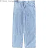 Men's Pants Jeans men's loose fitting straight wide leg pants Korean fashion versatile spring and autumn capris patchwork pants Z230814