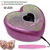 Nail Dryers Cute Heart Shape Nail Lamp with Rhinestone LCD Nail Gel Dryer 96W Pedicure Machine LED light for Nails UV Secador de Unas Pink 230810